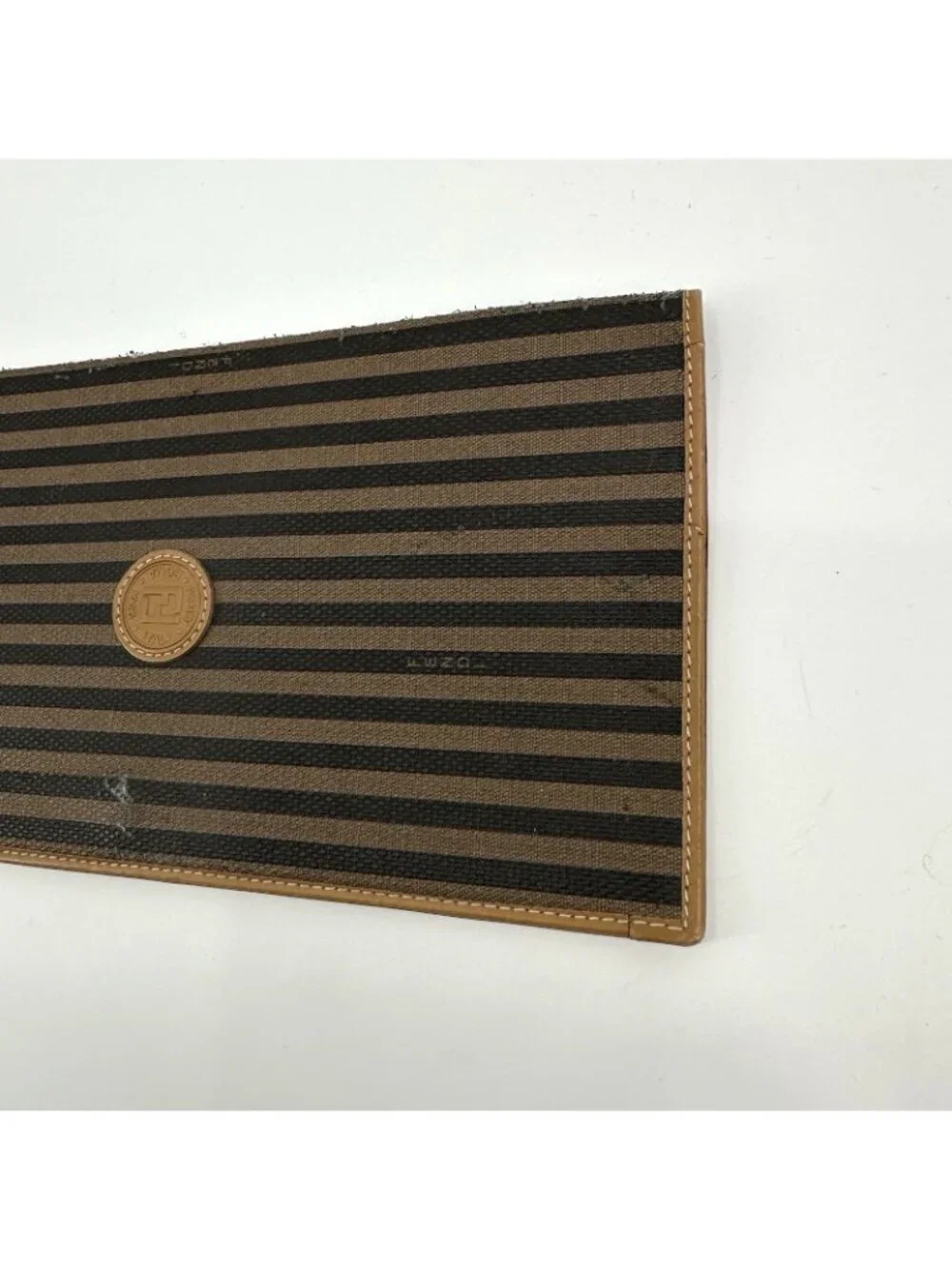vintage FENDI PEQUIN stripe portfolio clutch wallet document holder italy